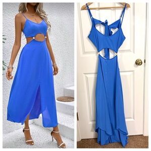 Blue cut out Spaghetti Strap Tie Back Dress Size XL